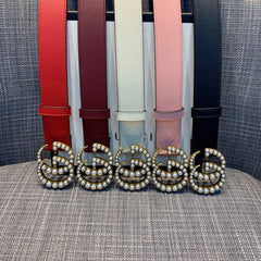 Gucci GG Pearl Buckle Belts