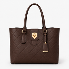 Classic Quilted Tote Bag – Brown