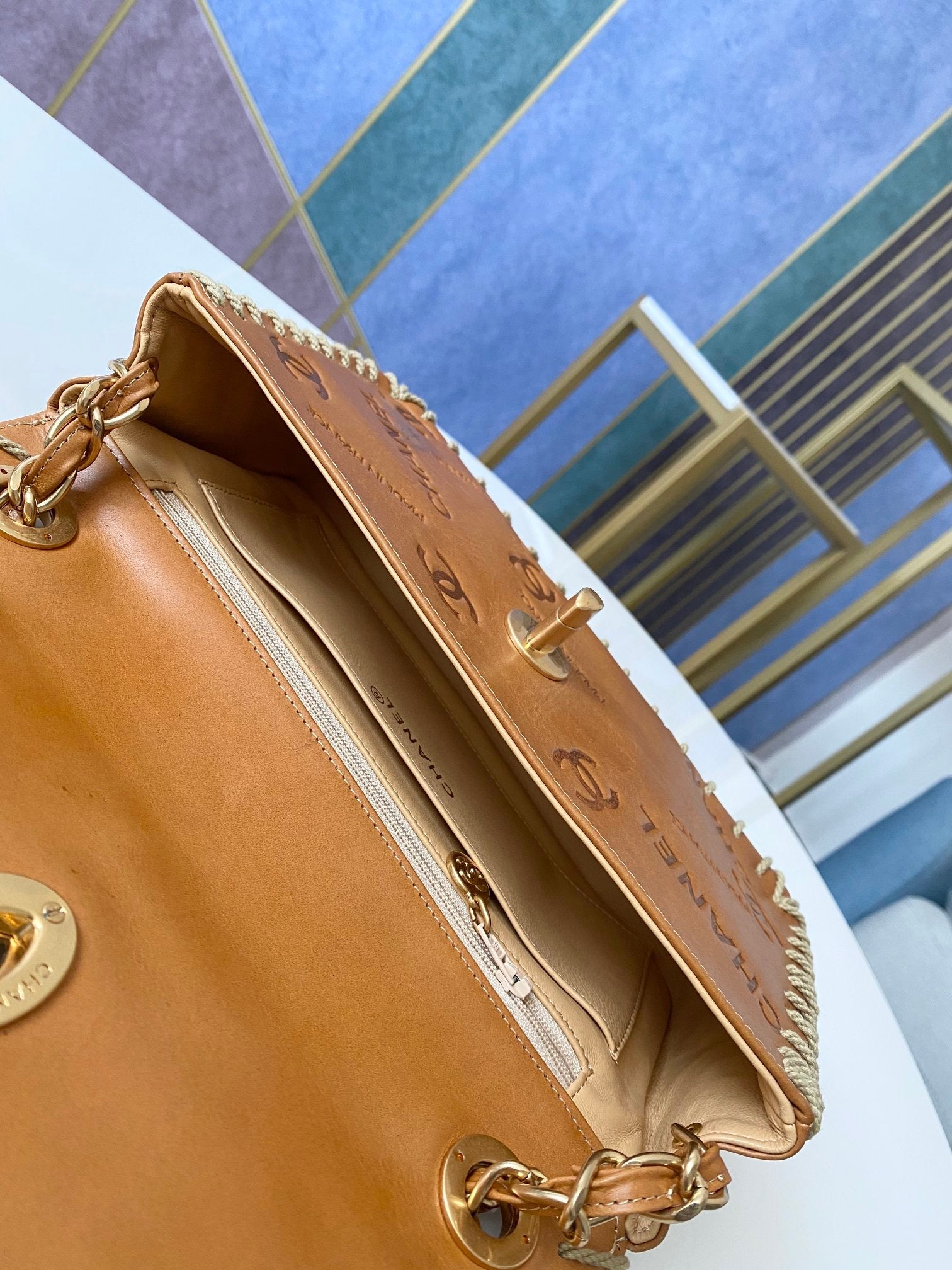 Chanel Vintage Resin Leather Chain Bag