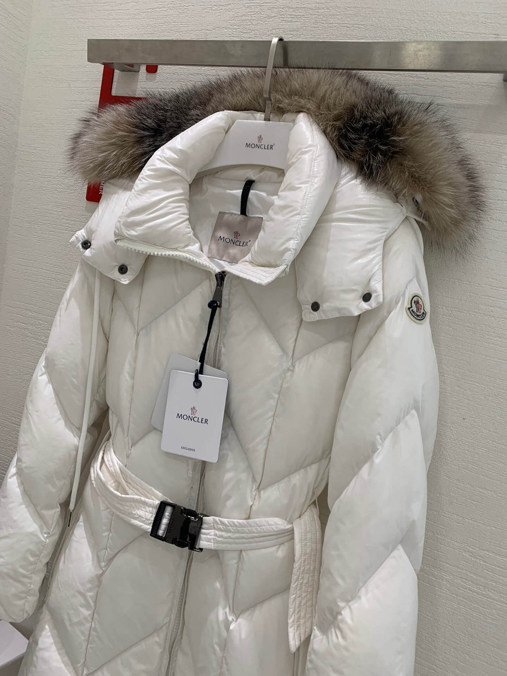 Moncler New Knee-Length Women's Down Jacket in White