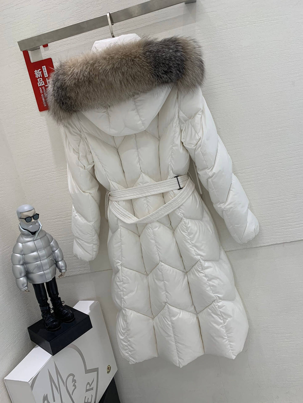 Moncler New Knee-Length Women's Down Jacket in White