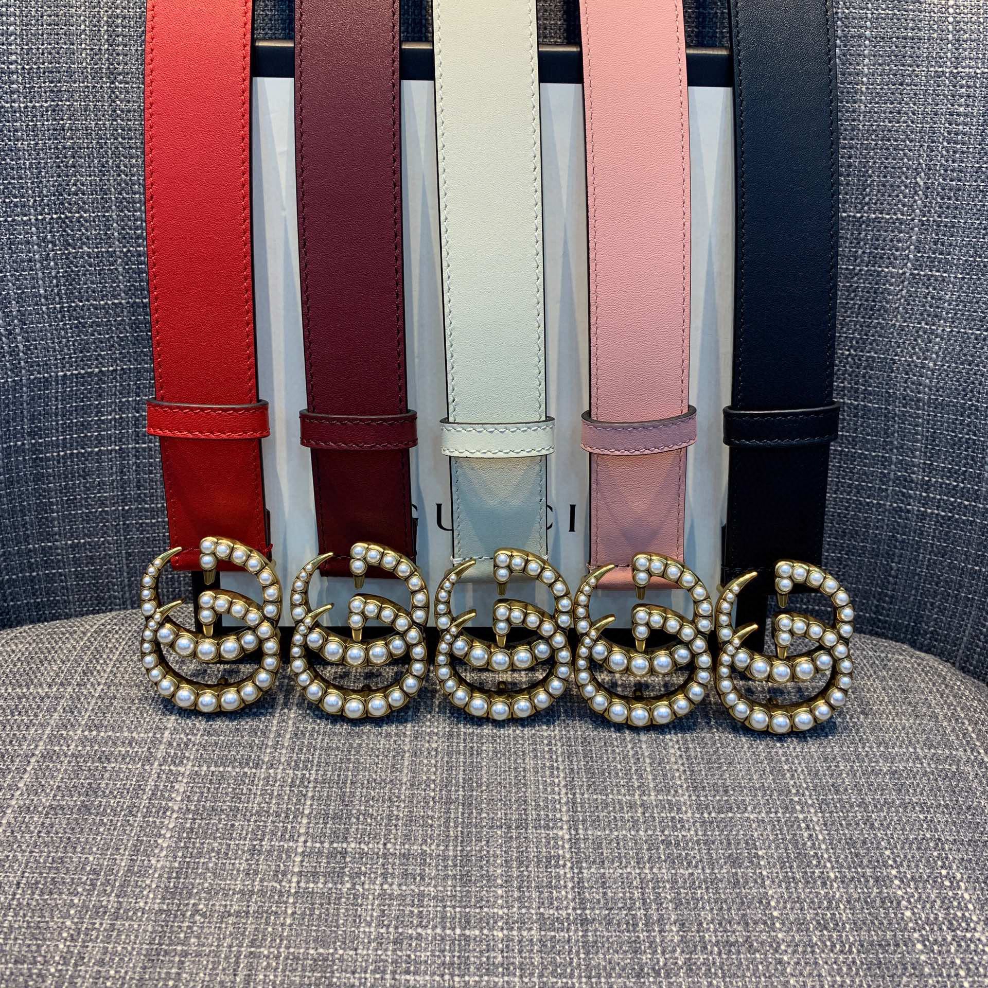 Gucci GG Pearl Buckle Belts