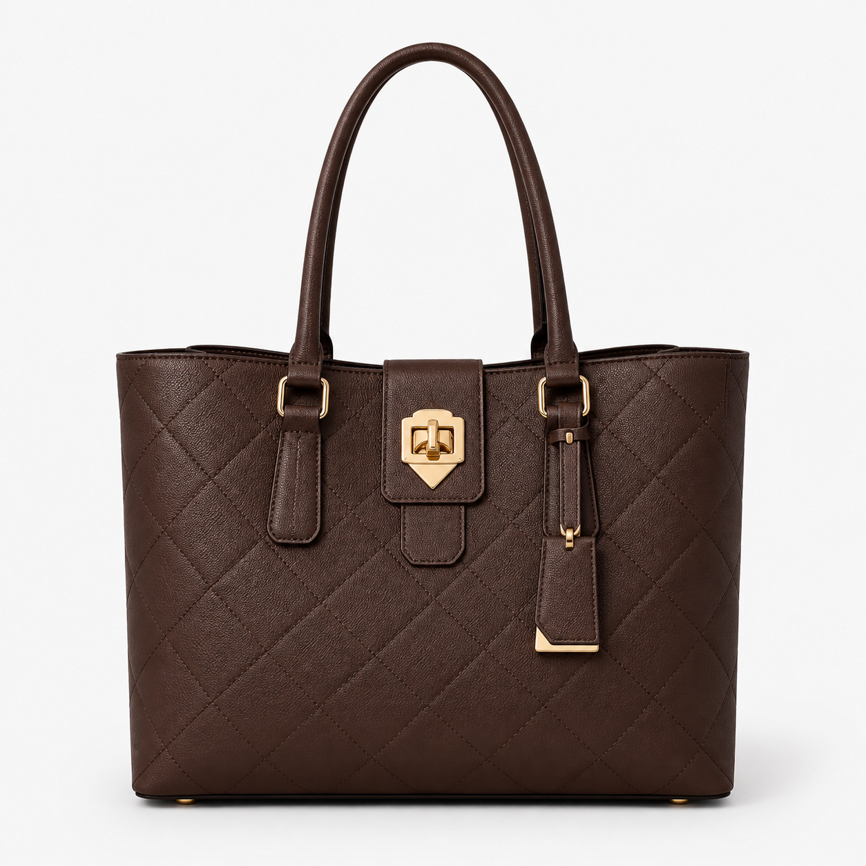 Classic Quilted Tote Bag – Brown