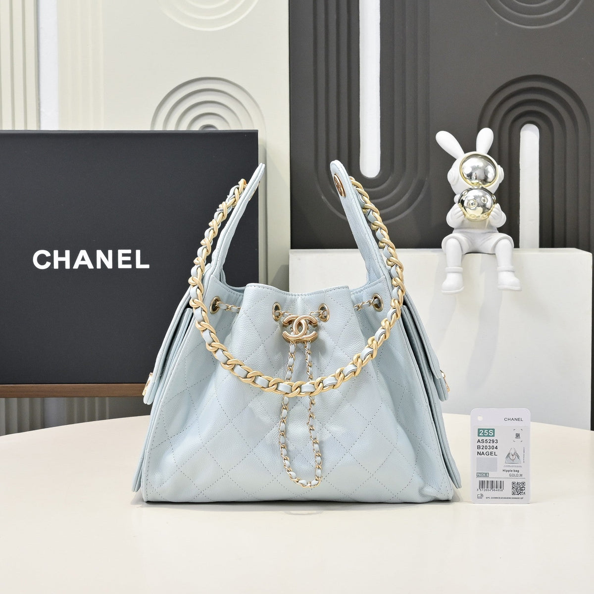 Chanel Hobo 25c Light Blue Handbag