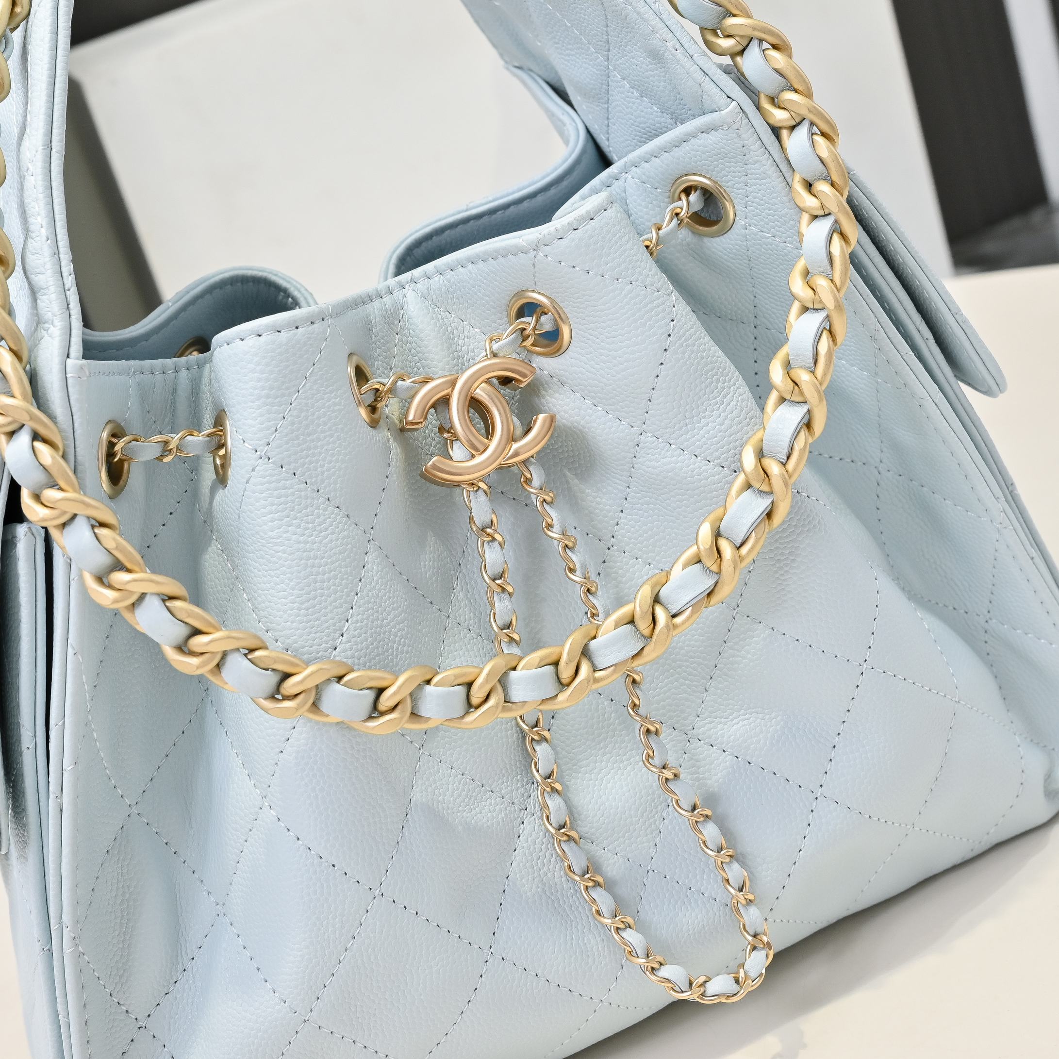 Chanel Hobo 25c Light Blue Handbag