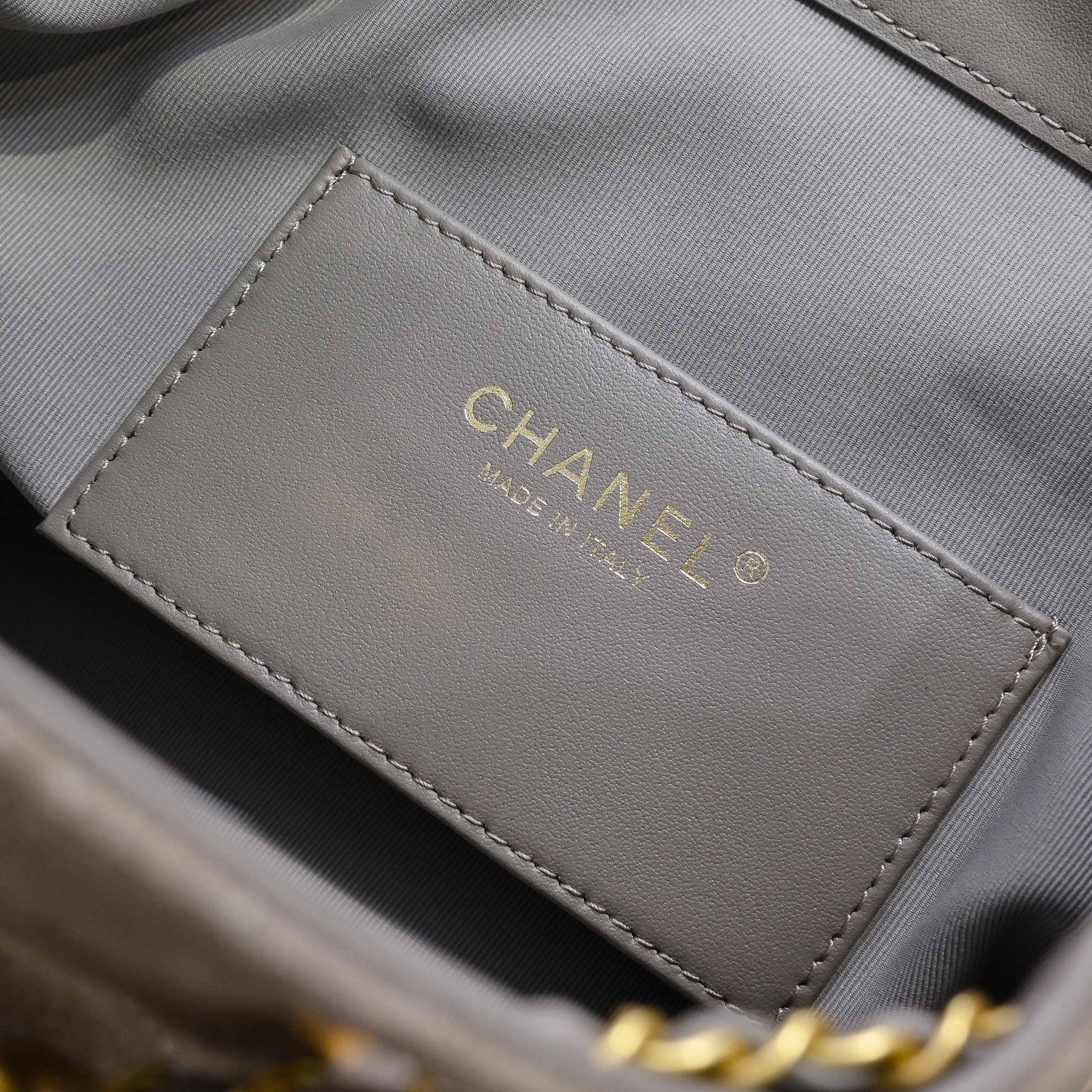 Chanel 25c Hobo Drawstring Taupe Grey Handbag